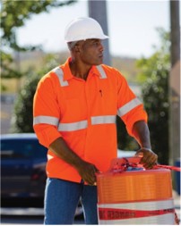 Red Kap SS14HV Men's High Visibility Safety Long Sleeve Shirt – 5 oz. 100% Polyester, ANSI 107-2010/2015 Class 2/3, UPF 40