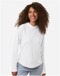 Columbia 216061 Womens PFG Tidal Tee Hooded Long Sleeve - 100% Polyester Omni-Shade UPF 40 Omni-Wick Quick-Drying Thumbholes Crossover Hood | XS-XXL