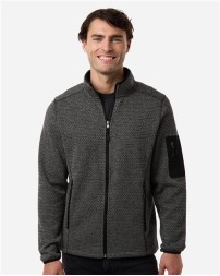 North End NE730 Men's Jasper Full-Zip Fleece Jacket – 9 oz. 100% Recycled Polyester Two-Tone Jacquard Fleece