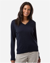 Devon & Jones DG445W Women's New Classics® V-Neck Sweater – 7 oz. 60% BCI Cotton/40% Recycled Polyester, 12 Gauge | XS–3XL