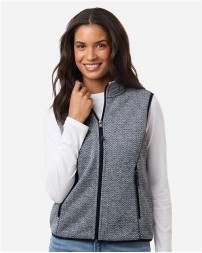North End NE731W Women's Jasper Jacquard Fleece Vest – 9 oz. 100% Recycled Polyester Two-Tone Jacquard | Women's