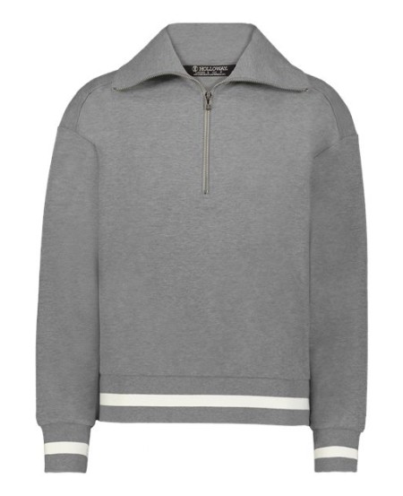 Holloway 223782 Women's Heritage Prep Quarter-Zip Pullover – 9 oz. 51/45/4 Poly/Cotton/Spandex French Terry Cropped Quarter-Zip | XS–2XL