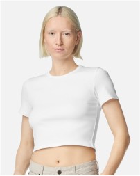 American Apparel BR210 Women's Baby Rib Cropped Tee – 6.5 oz. 96/4 Cotton/Spandex 2x2 Rib Stretch Crop | S–2XL