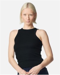American Apparel BR2101 Women's Baby Rib Tank – 6.5 oz. 96/4 Cotton/Spandex 2x2 Rib Stretch Sleeveless Tank Top | S–2XL
