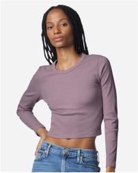 American Apparel BR2107 Women's Baby Rib Long Sleeve Cropped Tee – 6.5 oz. 96/4 Cotton/Spandex 2x2 Rib Long Sleeve Crop | S–2XL