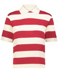 Holloway 226302 Women's Prep Street Rugby Crop T-Shirt – 57/33/10 Polyester/Viscose/Cotton Yarn-Dyed Stripe Jersey Boxy Crop | S–2XL