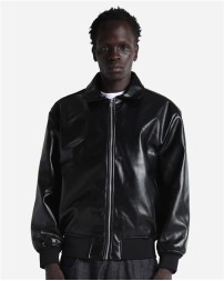 Shaka Wear SHPVB PU Leather Collared Varsity Jacket - 100% PU Shell, Polyester Diamond Quilted Lining, YKK Zipper OEKO-TEX | S-3XL