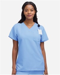 Hanes HSB000 Women's V-Neck 1 Pocket Scrub Top – 4.5 oz. 100% Polyester Cool Comfort® | S–5XL
