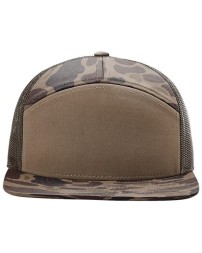 Richardson 168P Printed Seven-Panel Trucker Cap - 60/40 Cotton/Polyester, Camo Print, Hi Pro Flat Bill | OSFM Snapback