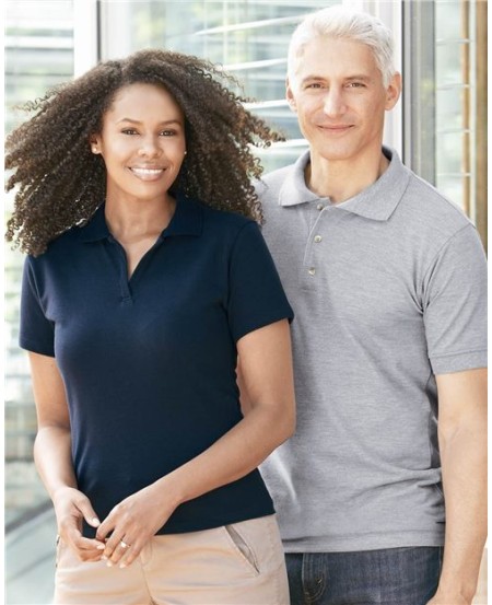 Bayside 1050 Women's USA-Made V-Neck Polo – 6.2 oz. 100% Combed Cotton Piqué Women's Polo | XS–2XL