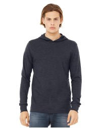 BELLA + CANVAS 3512 Unisex Jersey Hooded Long Sleeve Tee – 4.2 oz. Airlume Cotton Long-Sleeve Hoodie Tee with Crossover V Neckline