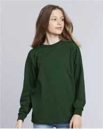 Gildan 5400B Youth Heavy Cotton® Long Sleeve T-Shirt – 5.3 oz. 100% US Cotton | Ribbed Cuffs | Taped Neck & Shoulders | Youth Sizing XS–XL | US Cotton Trust | OEKO-TEX