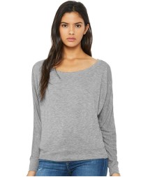 BELLA CANVAS 8850 Women's Flowy Off Shoulder Long Sleeve Tee – 3.7 oz. 65/35 Poly/Viscose Women's Flowy Off-Shoulder Dolman Long-Sleeve Tee | Rib Cuffs