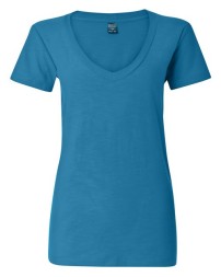 J. America 8169 Women’s V-Neck Slub T-Shirt – 4 oz. Women’s Short-sleeve T-shirt | XS–2XL