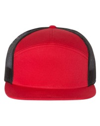 Richardson 168 Seven-Panel Trucker Cap - 60/40 Cotton/Polyester, Hi Pro Flat Bill, Seamless Front | OSFM Snapback