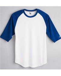 Badger 2133 Youth B-Core Three-Quarter Sleeve Baseball T-Shirt – 3.5 oz. Polyester Youth 3/4-Sleeve Raglan Performance Tee | XS–XL