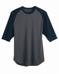 Badger 4133 Men's B-Core Three-Quarter Sleeve Baseball T-Shirt – 3.5 oz. 100% Polyester Raglan Tee | S–4XL