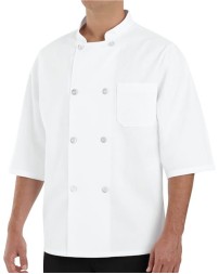 Chef Designs 404 Half Sleeve Chef Coat - 7.25 oz. 65/35 Poly/Cotton Twill Double-Breasted Short-Sleeve Chef Coat | S-4XL