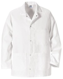 Chef Designs 406 Gripper Front Short Butcher Coat - 65/35 Poly/Cotton Twill Five-Gripper Coat with Pockets | S-4XL