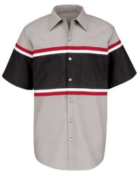 Red Kap SP24GM Men's Technician Shirt – 4.25 oz. 65/35 Poplin, Color-Block, Vertical Buttonholes | Short Sleeve