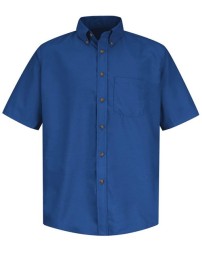 Red Kap SP80 Men's Poplin Short Sleeve Dress Shirt – 4.25 oz. 65/35 Touchtex, Wood-Tone Buttons, Box Pleat | Multiple Colors