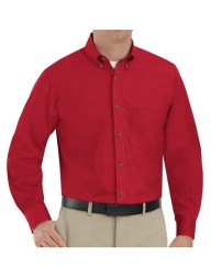 Red Kap SP90 Men's Poplin Dress Shirt – 4.25 oz. 65/35 Touchtex, Wood-Tone Buttons, Box Pleat, Long Sleeve | Multiple Colors