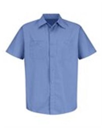 Red Kap SB22 Men's Industrial Stripe Short Sleeve Work Shirt – 4.25 oz. 65/35 Poly/Cotton Broadcloth, Touchtex