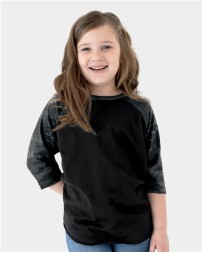 LAT 6130 Youth Baseball Fine Jersey Three-Quarter Sleeve Tee – Youth 4.5 oz./yd² Three-Quarter Sleeve Baseball Tee | XS–XL (Youth)