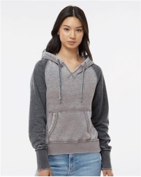 J. America 8926 Women's Zen Fleece Raglan Hooded Sweatshirt – 7 oz. Women's pullover hoodie | S–M (very limited — may be on closeout)