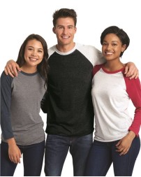 Next Level 6051 Unisex Triblend Three-Quarter Raglan T-Shirt – 4.3 oz. 50/25/25 Tri-Blend Contrast Raglan Tee | XS–3XL