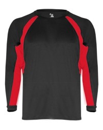 Badger 2154 Youth B-Core Hook Long Sleeve T-Shirt – 3.5 oz. 100% Polyester Moisture-Management Youth Two-Tone Long Sleeve Performance Tee | XS–XL