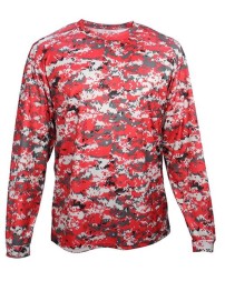 Badger 2184 Youth Digital Camo Long Sleeve T-Shirt – 100% Sublimated Polyester Moisture-Management Youth Long Sleeve Digital Camo Performance Tee