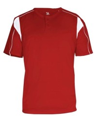 Alleson Athletic 7937 Men's B-Core Pro Placket Jersey – 3.5 oz. 100% Polyester Two-Button Jersey with Contrast Piping
