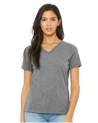 BELLA CANVAS 6415 Women's Relaxed Triblend V-Neck Short Sleeve Tee – 3.8 oz. 50/25/25 Poly/Airlume Cotton/Rayon Relaxed-Fit Women's Triblend V-Neck Tee