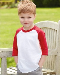 Augusta Sportswear 422 Toddler Three-Quarter Sleeve Baseball Jersey – 4.8 oz. 50/50 Cotton/Poly | 2T/3T–4T