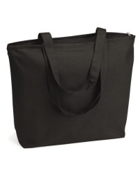 Q-Tees Q611 25L Zippered Canvas Tote – 12 oz. Heavy Cotton Canvas with Zippered Closure, Inner Pocket & Bottom Gusset