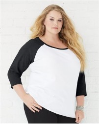 LAT 3830 Women's Curvy Collection Baseball Three-Quarter Sleeve Tee – Women's (Curvy) 5.5 oz. Three-Quarter Sleeve Baseball Tee | 1 (14/16) – 4 (26/28)