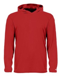 Badger 2105 Youth B-Core Long Sleeve Hooded T-Shirt – 3.5 oz. 100% Polyester Moisture-Management Youth Long Sleeve Hooded Performance Tee | XS–XL