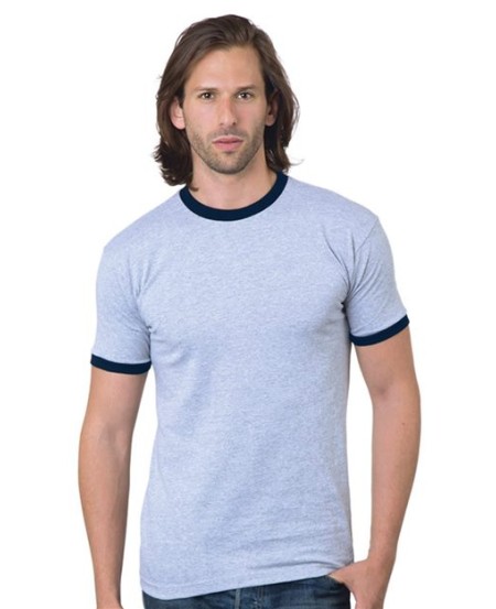 Bayside 1800 Men's USA-Made Ringer T-Shirt – 6.1 oz. 100% Cotton Full Cut Ringer Tee | S–4XL