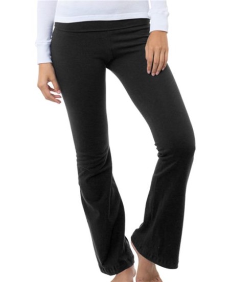 Bayside 9050 Women's USA-Made Yoga Pants – 95% Cotton/5% Spandex Fold-Over Waistband, Approx. 32