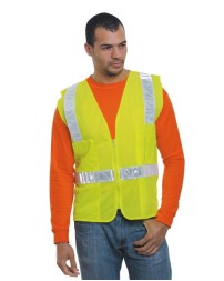 Bayside 3788 Unisex USA-Made ANSI Surveyor's Vest Class 2 – 100% Polyester, 12 Pockets, Zipper | M–5XL