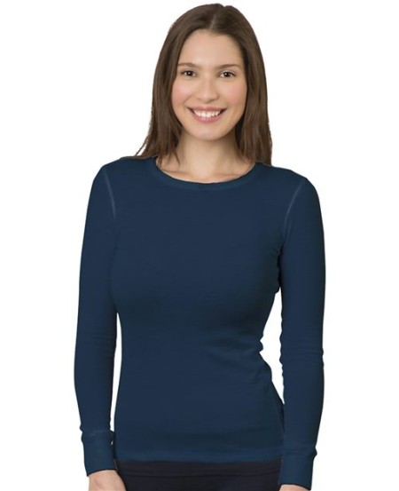 Bayside 3420 Women's USA-Made Thermal Long Sleeve T-Shirt – 5 oz. Poly-Cotton Thermal Tee | XS–2XL