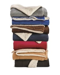 Alpine Fleece 8726 Oversized Mink Sherpa Blanket – 100% Polyester Reversible Fleece/Sherpa with Embroidery Pocket | 60