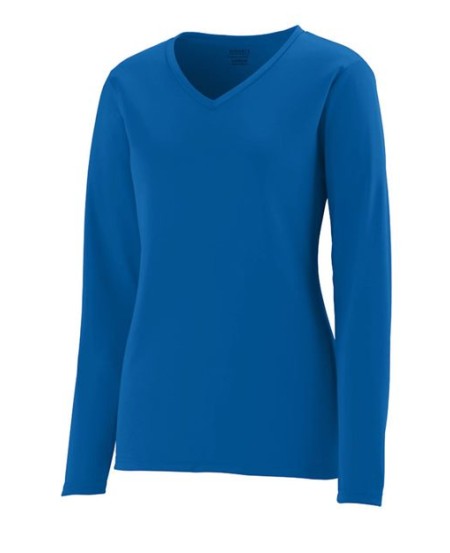 Augusta Sportswear 1788 Women's Nexgen Performance Long Sleeve V-Neck T-Shirt – 100% Polyester Moisture-Wicking Long Sleeve