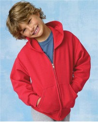 Hanes P480 Youth EcoSmart Full-Zip Hooded Sweatshirt – 7.8 oz. 50/50 Cotton/Poly Youth Full-Zip Hoodie | XS–XL