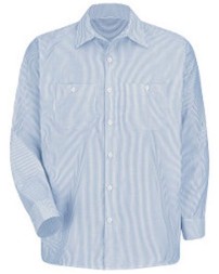 Red Kap SL10T Men's Tall Industrial Stripe Long Sleeve Work Shirt – 4.25 oz. 65/35 Mock Oxford | Tall Sizes