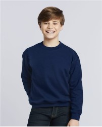 Gildan 18000B Youth Heavy Blend™ Crewneck Sweatshirt – 8 oz. 50/50 Cotton/Polyester | MVS Air Spinning | 1x1 Rib with Spandex | Youth Sizing XS–XL