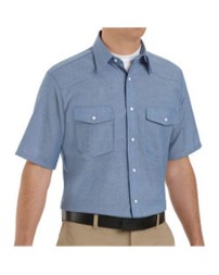 Red Kap SC24T Men's Tall Deluxe Western Style Short Sleeve Shirt – 4 oz. 65/35 Chambray | Tall Sizes