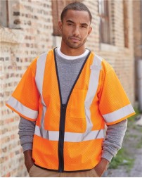 Kishigo 1567-1568 Unisex Economy Single Pocket Zipper Vest – Unisex Safety Vest | S/M–4/5XL (dual sizes) | ANSI 107 Type R Class 3