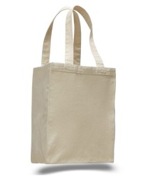 Q-Tees Q1000 12L Gussetted Shopping Bag – 12 oz. Heavy Cotton Canvas Tote with Self-Fabric Handles